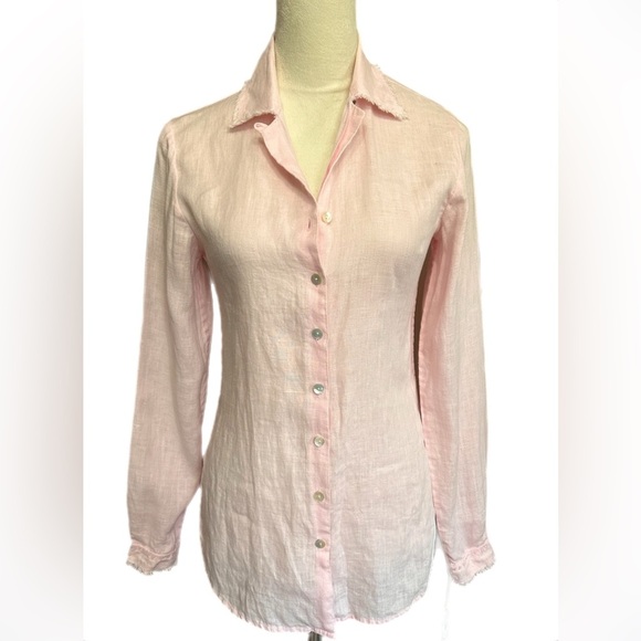 Anne Fontaine pink 100% linen button down top - Picture 1 of 8